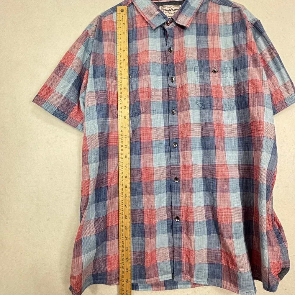 Flag Anthem Button Down Shirt Mens XXL Plaid Relaxed Americana - Picture 7 of 9